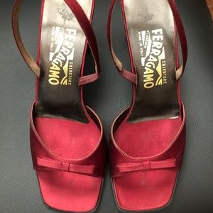 Vintage Ferragamo Satin Pumps
